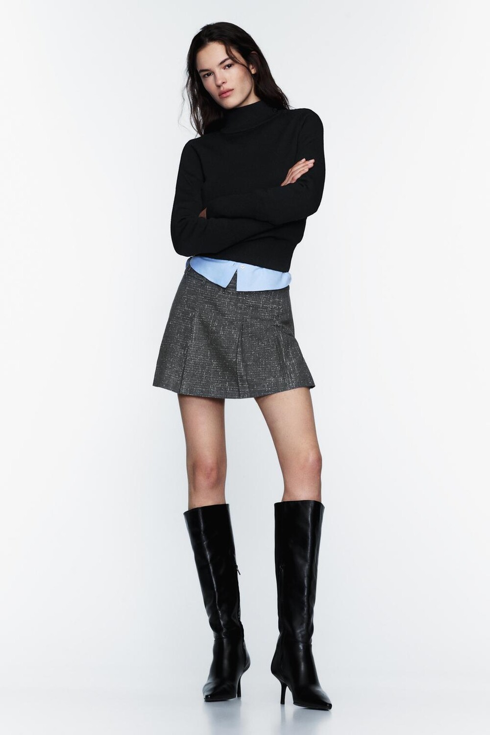 

Юбка с металлической нитью ZARA, серый