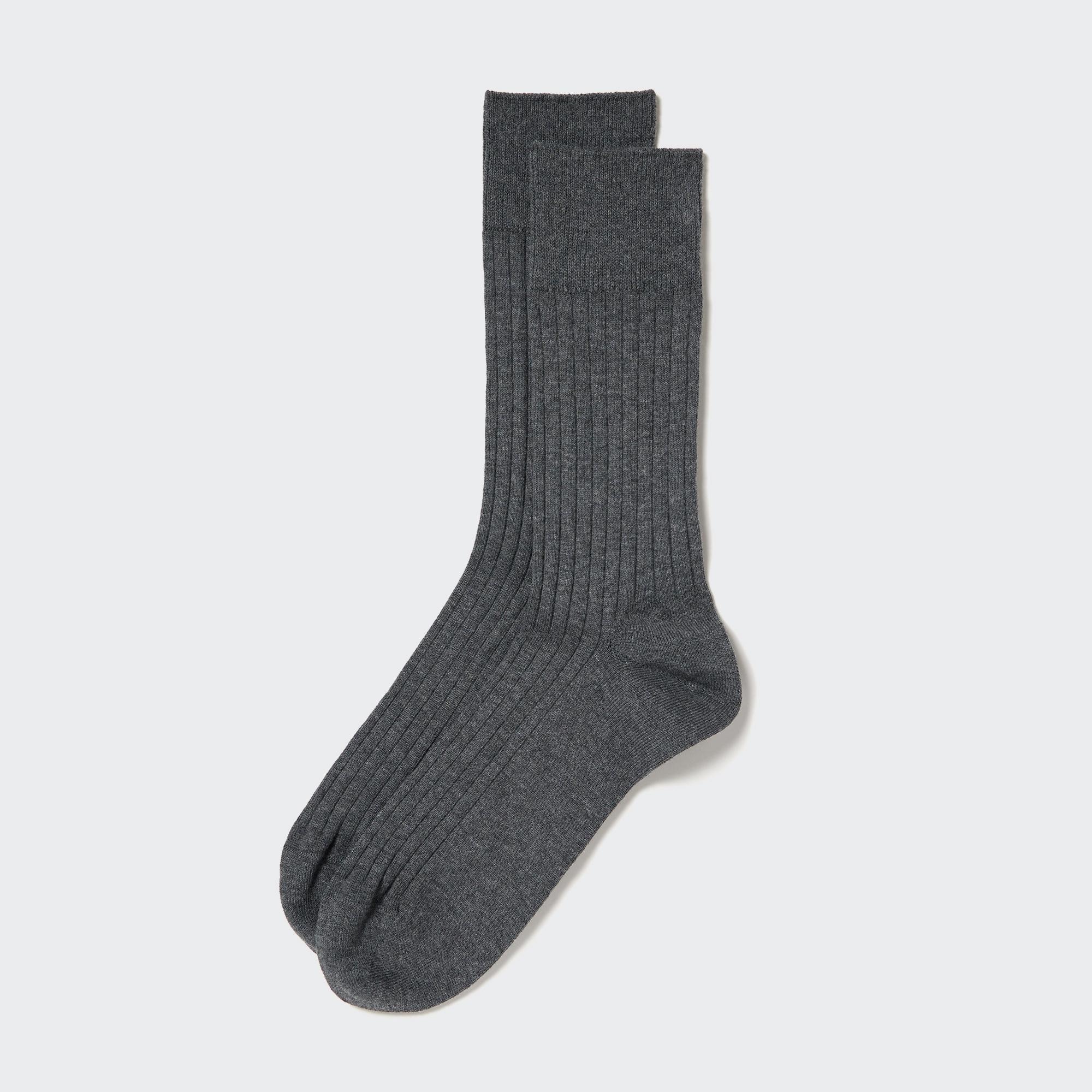 Хлопковые носки supima в ребрику UNIQLO, темно-серый трикотажный кардиган в ребрику uniqlo темно серый