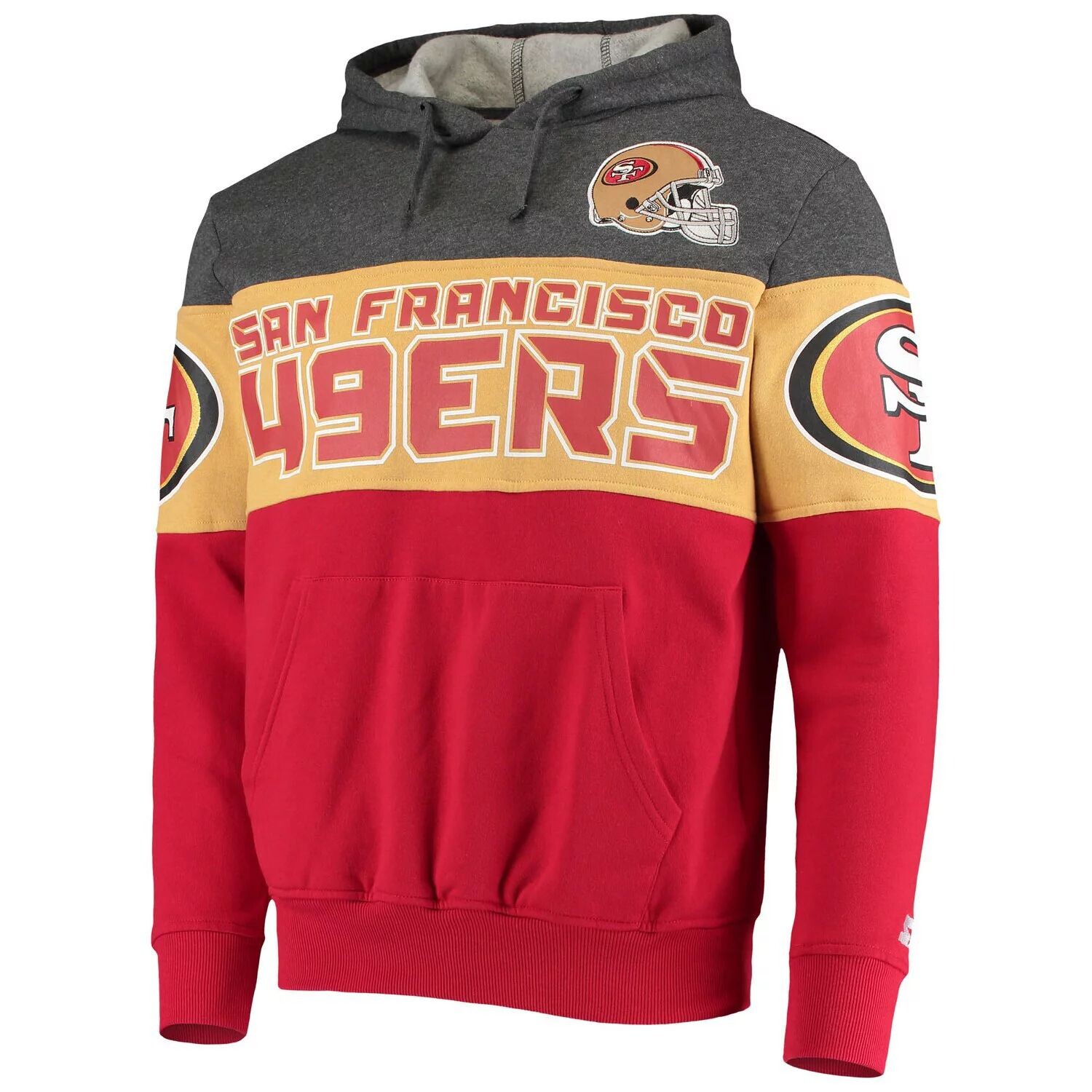 

Мужской стартовый пуловер с капюшоном серого/алого цвета San Francisco 49ers Extreme Fireballer Starter