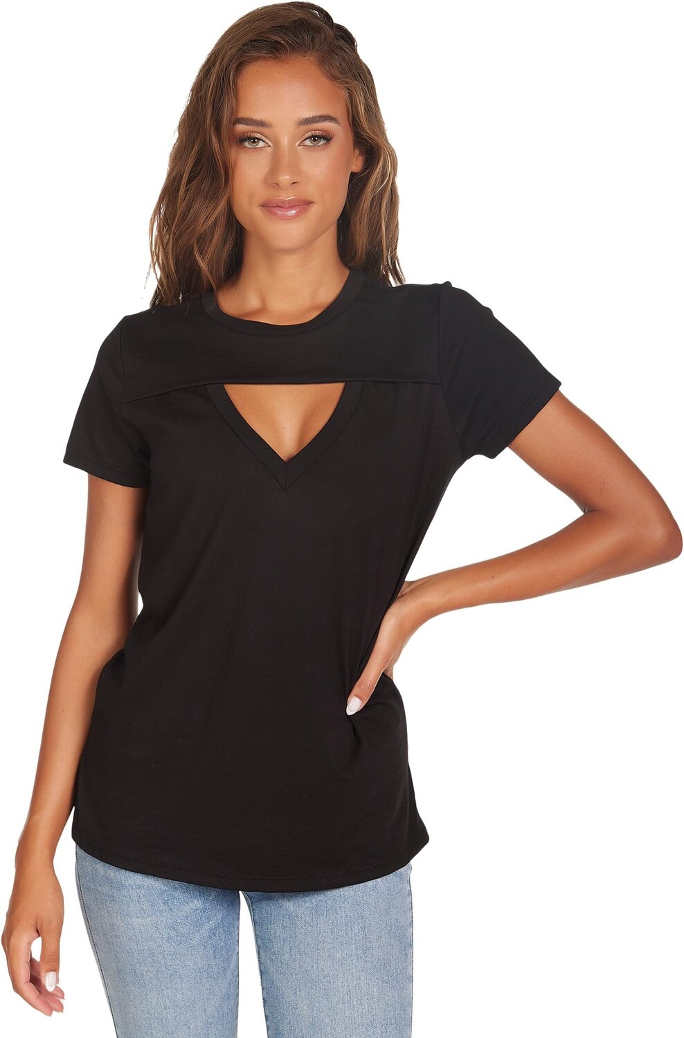 

Футболка Michael Lauren Remo Short Sleeve Crew Neck Tee with V Cutout, черный