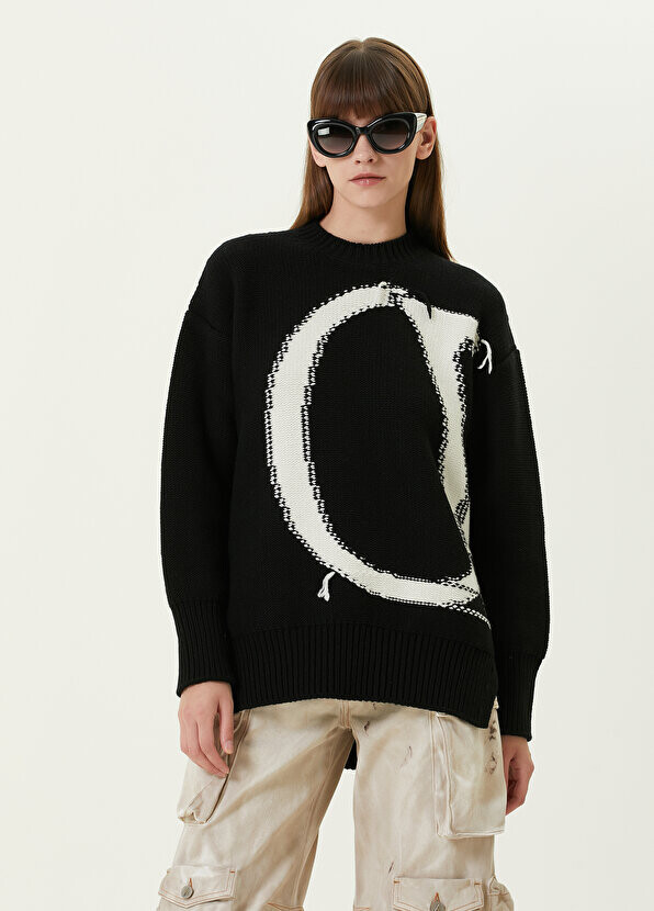 

Черный шерстяной свитер с воротником-стойкой и логотипом Off-White