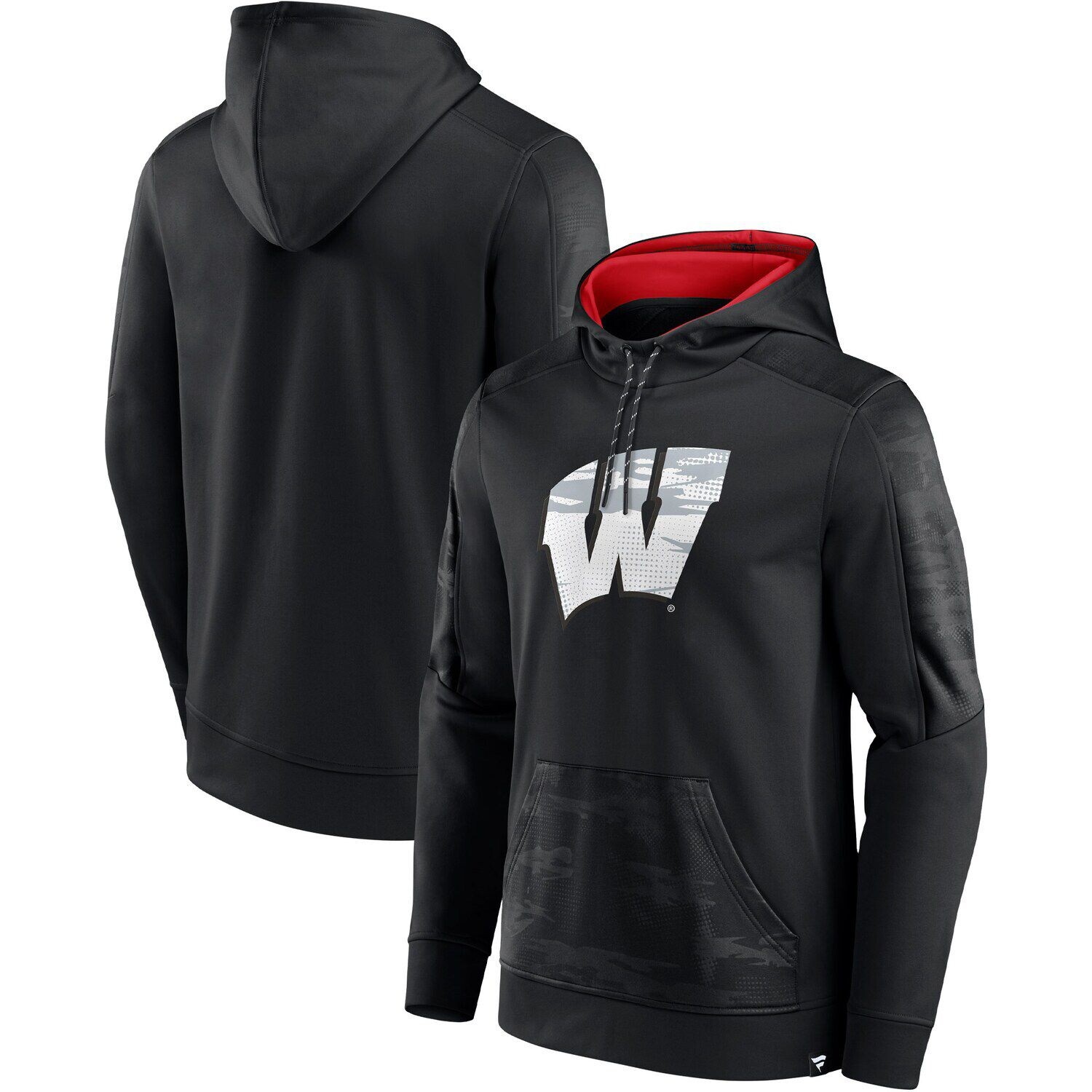 

Мужской черный пуловер с капюшоном Wisconsin Badgers On The Ball с логотипом Fanatics
