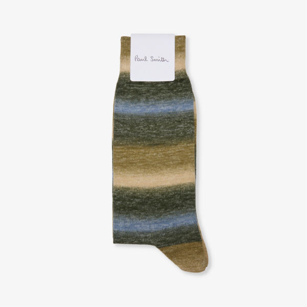 

Полосатые носки из смесового хлопка Paul Smith, хаки