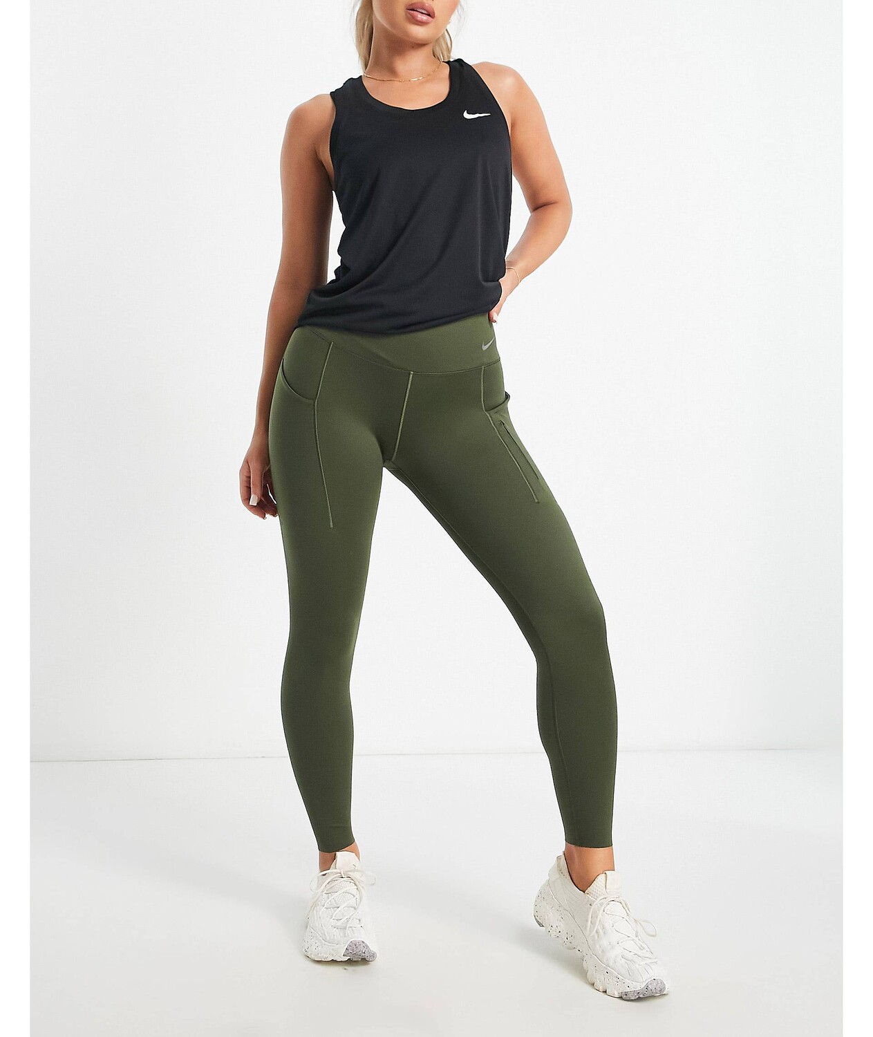 

Ударопрочные леггинсы средней посадки 7/8 Nike Running GO Dri-FIT цвета хаки