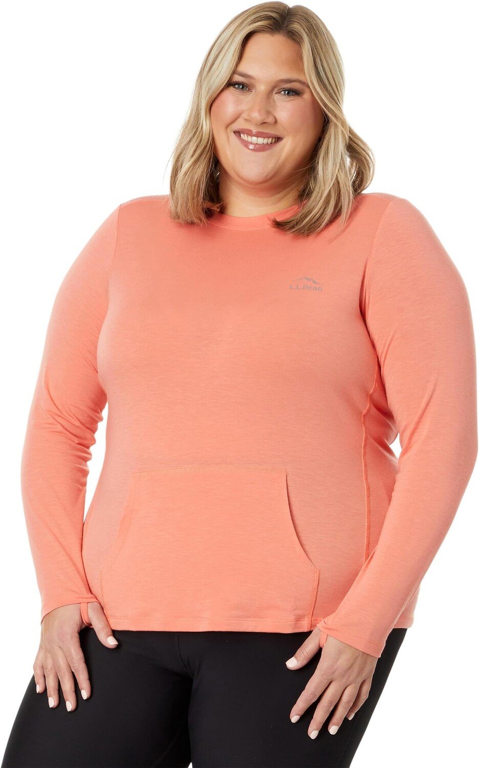 

Топ L.L.Bean Plus Size Tropicwear Comfort Crew Long Sleeve, цвет Wild Salmon