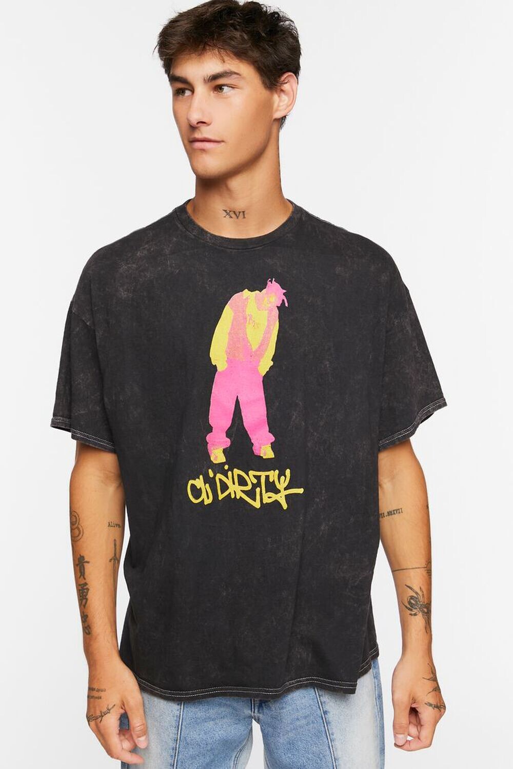 

Футболка Ol' Dirty с рисунком Acid Wash Forever 21, черный