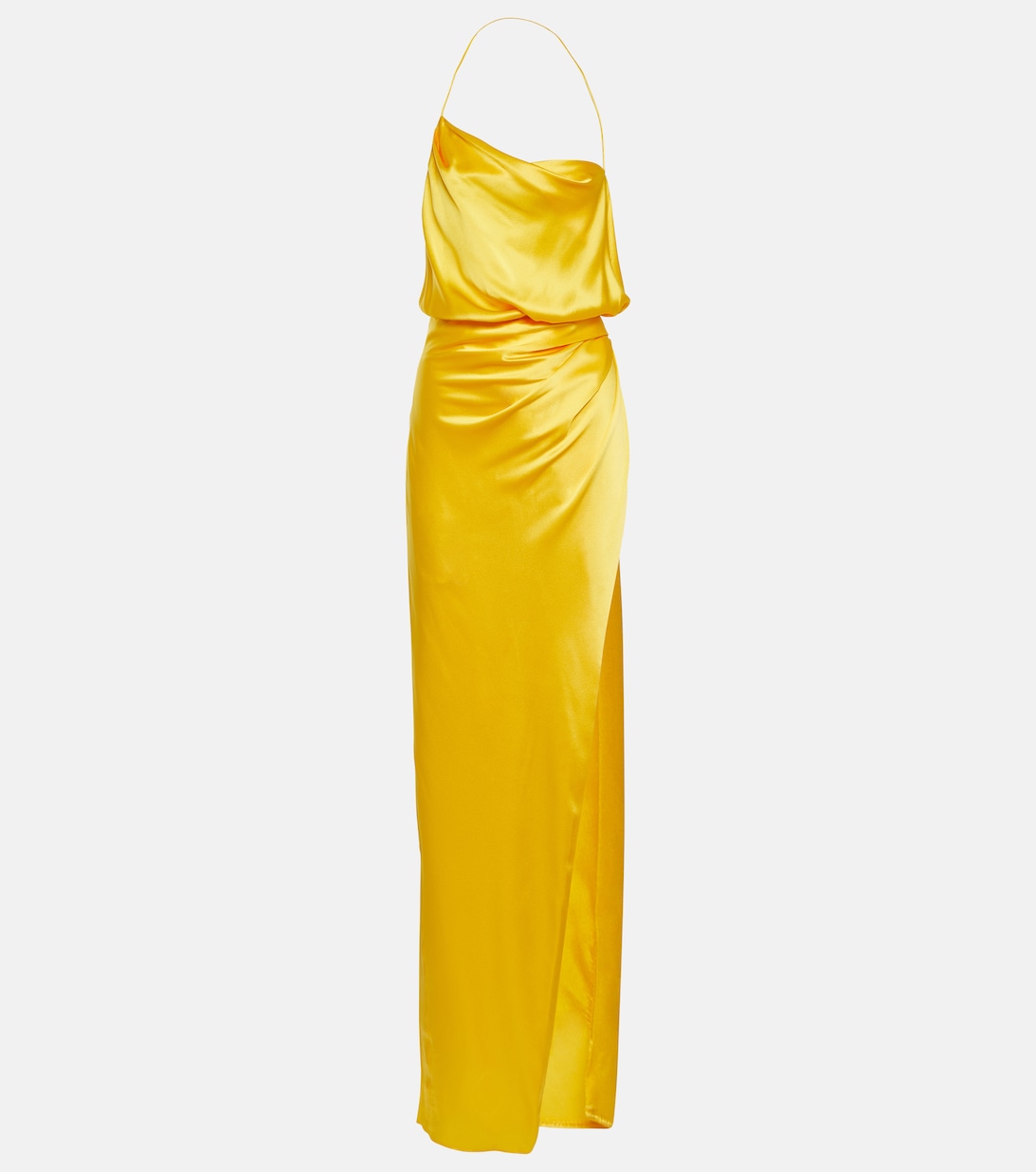 Платье из шелкового шармеза с вырезом халтер THE SEI, желтый