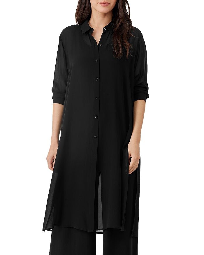 

Шелковая рубашка-туника Eileen Fisher Petites