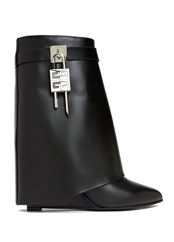 Черные женские кожаные ботинки с замком shark lock Givenchy
