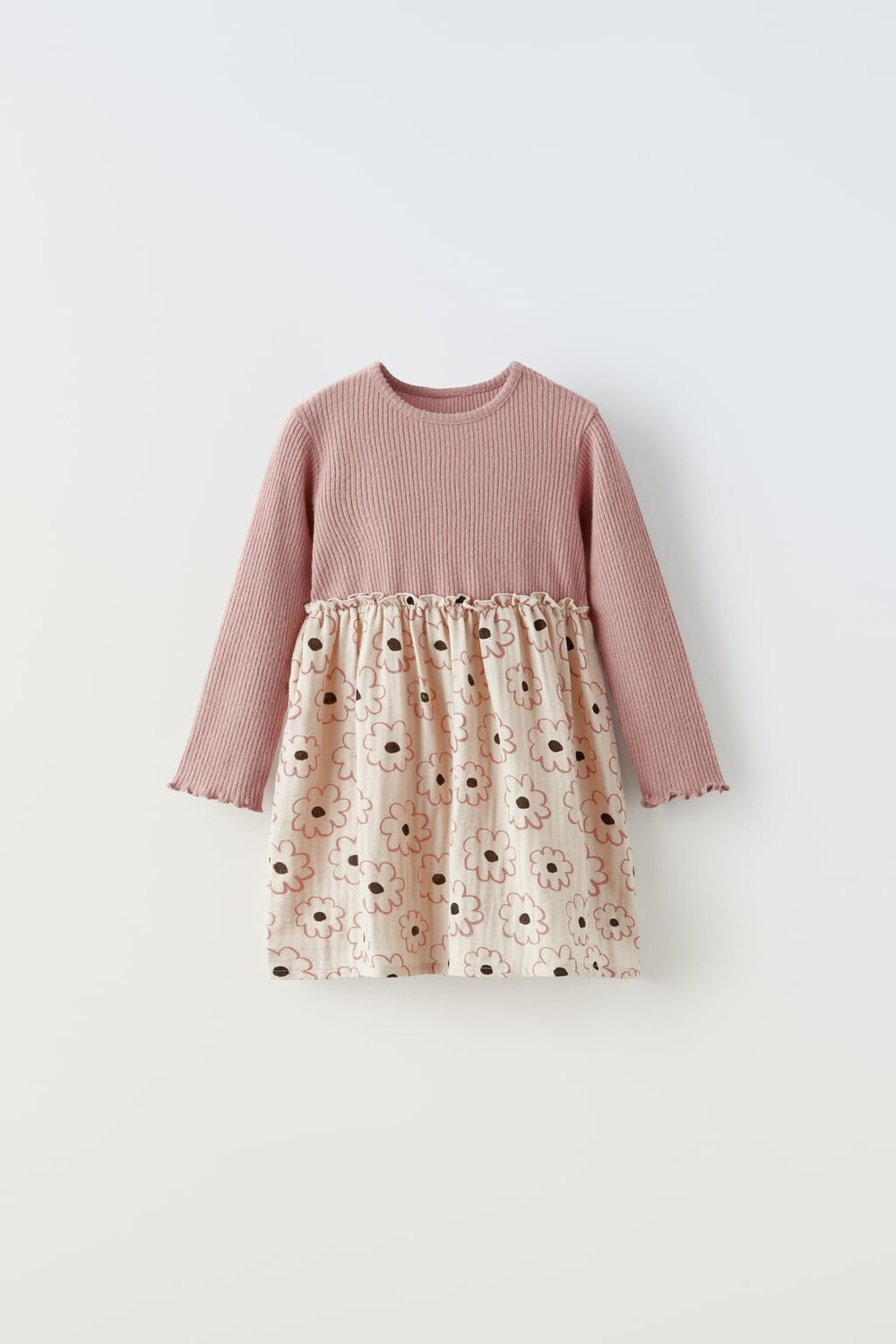 

Контрастное цветочное платье ZARA, розовый