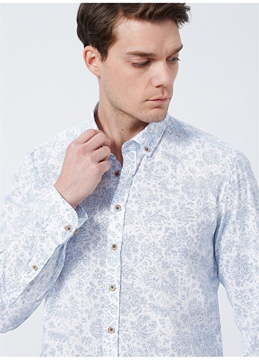 

Slim Fit синяя мужская рубашка с принтом на пуговицах Pierre Cardin