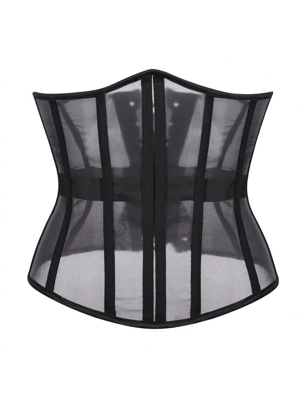 1шт женский прозрачный сетчатый корсетный пояс с регулируемыми завязками на спине, черный