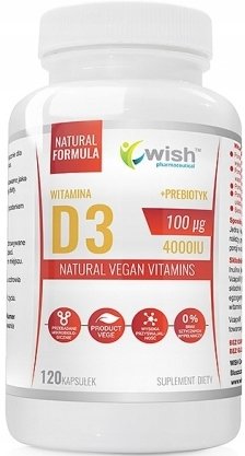 Wish, Веганский витамин D3 4000 иммунитет, 120 капсул. Wish Pharmaceutical