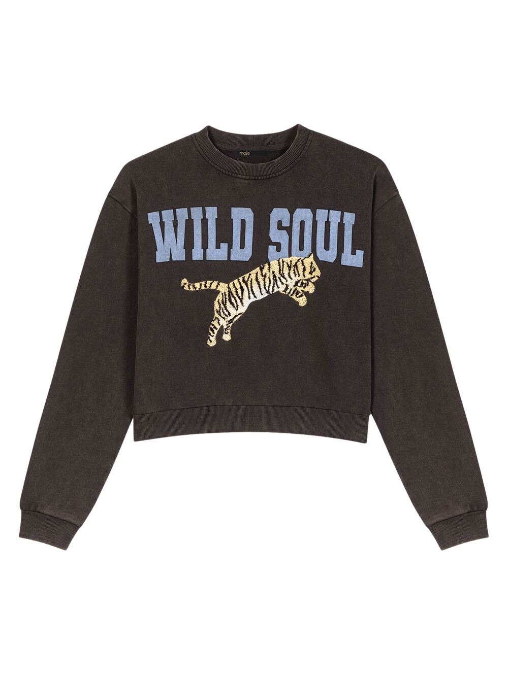 

Хлопковая толстовка с графическим принтом Wild Soul Maje, серый