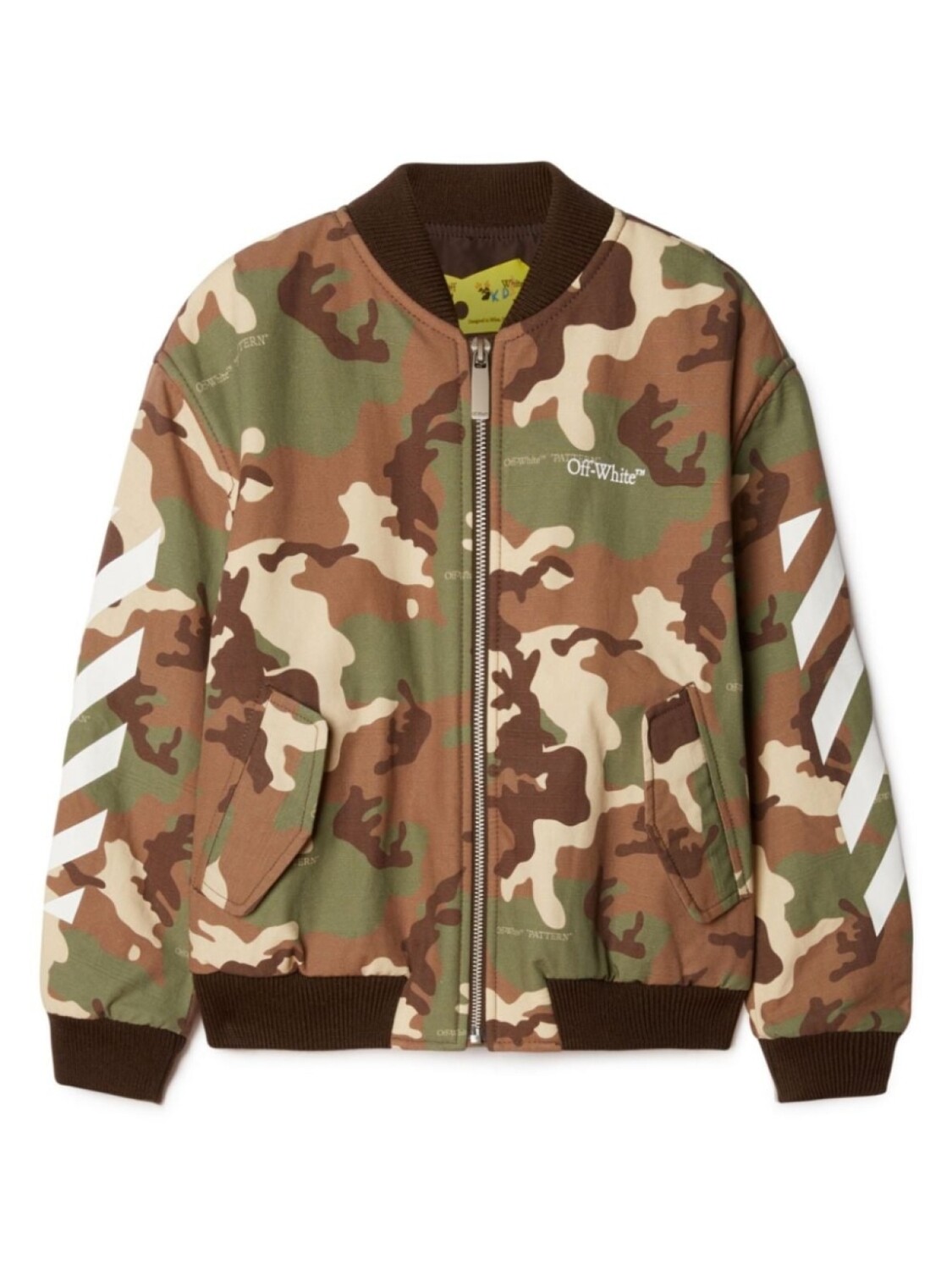 

Off-White Kids камуфляжный бомбер с полосками Diag, зеленый