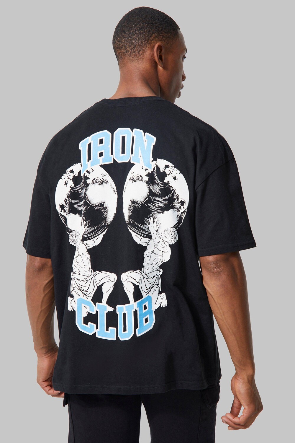 

Мужская футболка iron club оверсайз active Boohoo, черный