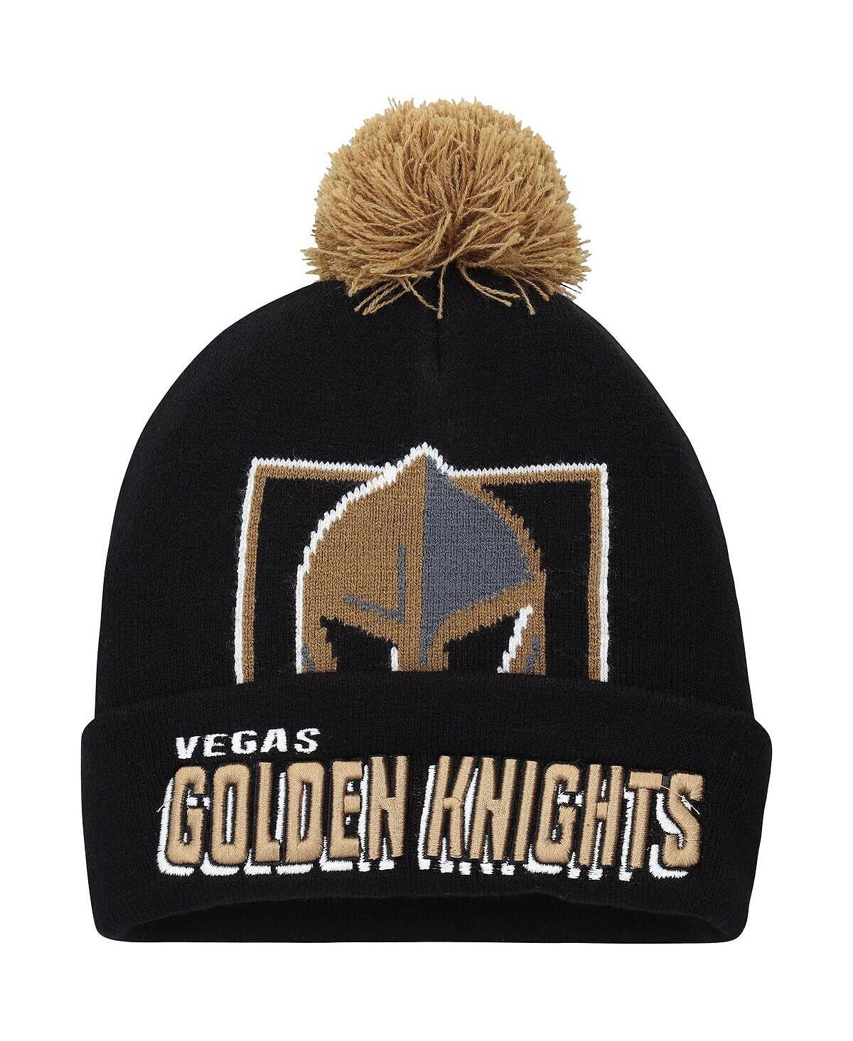 

Мужская черная вязаная шапка с манжетами и помпоном Vegas Golden Knights Punch Out Mitchell & Ness