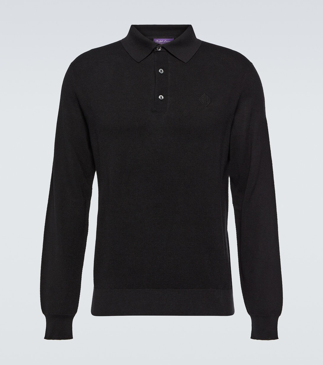 

Рубашка-поло из шелка и хлопка Ralph Lauren Purple Label, черный