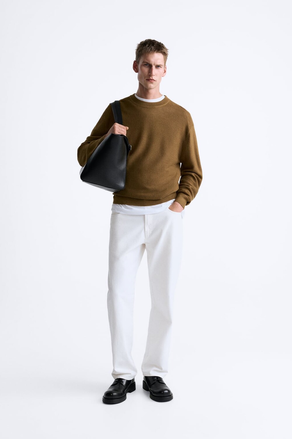 

Фактурный свитер из смесовой шерсти ZARA, зеленый