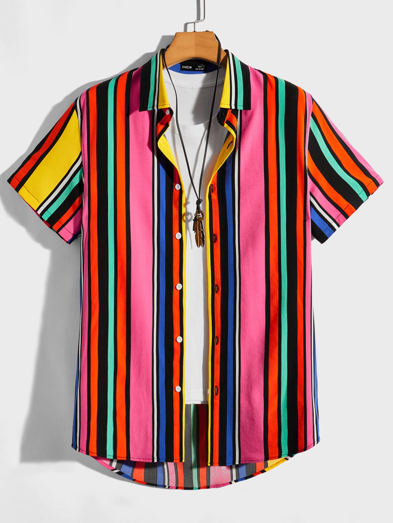 Manfinity RSRT Мужская тканая рубашка в полоску на пуговицах с короткими рукавами, многоцветный