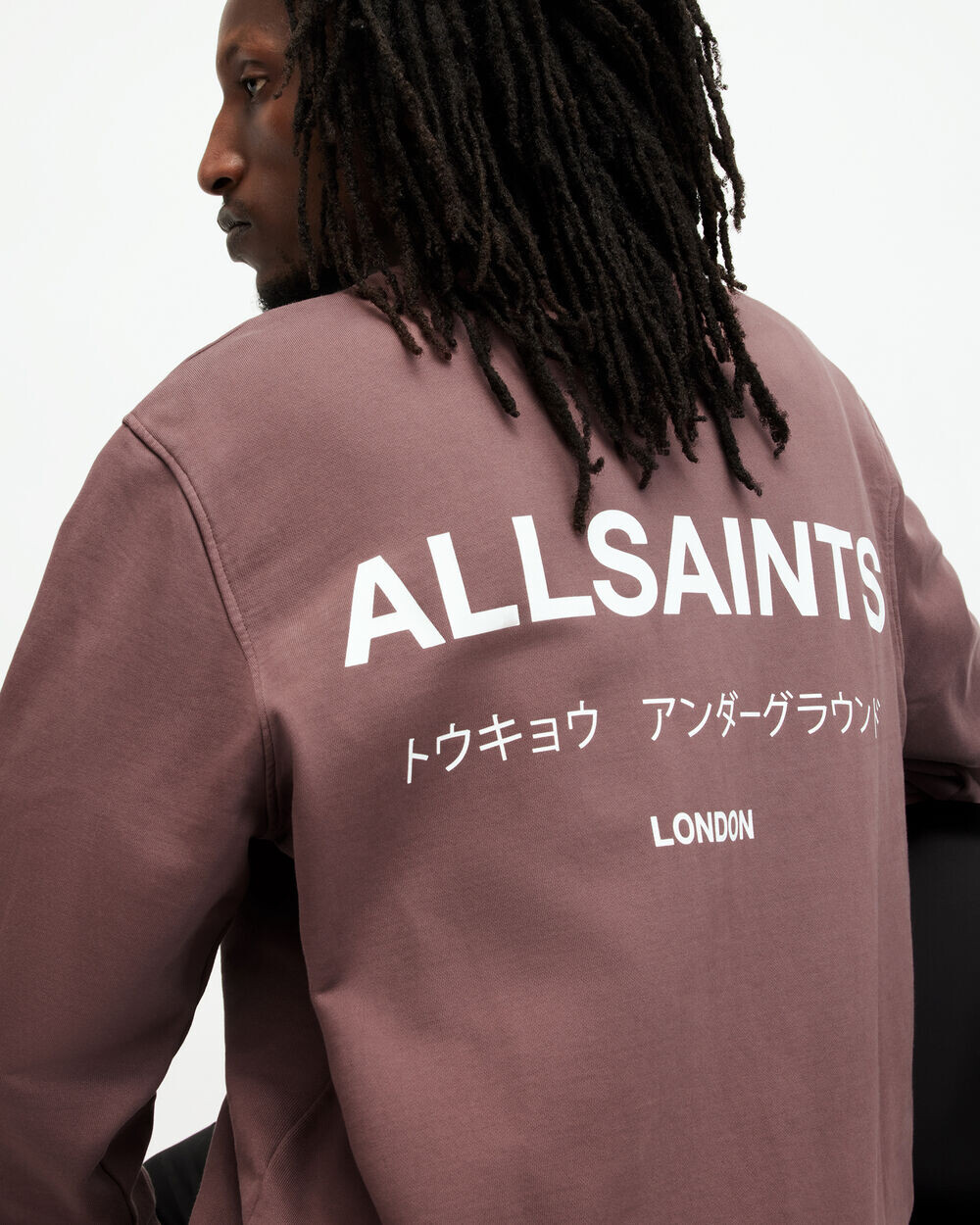 

Толстовка оверсайз с круглым вырезом Underground AllSaints, темно-лиловый фиолетовый