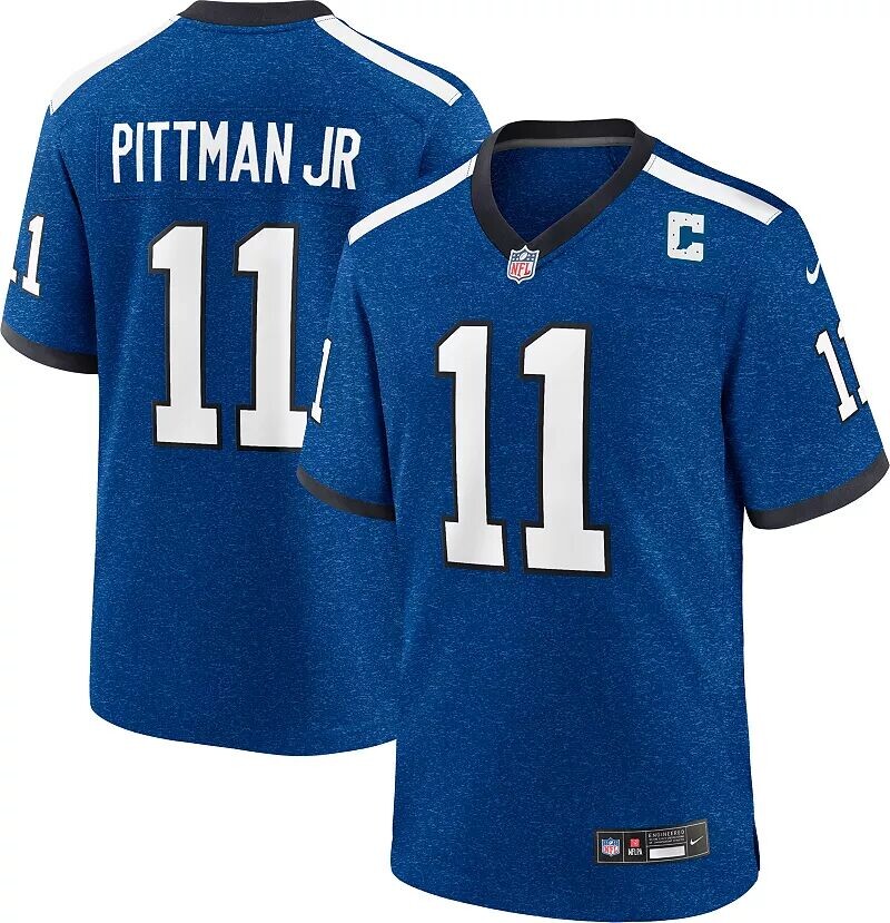 

Мужская футболка Nike Indianapolis Colts Michael Pittman #11 альтернативного синего игрового цвета