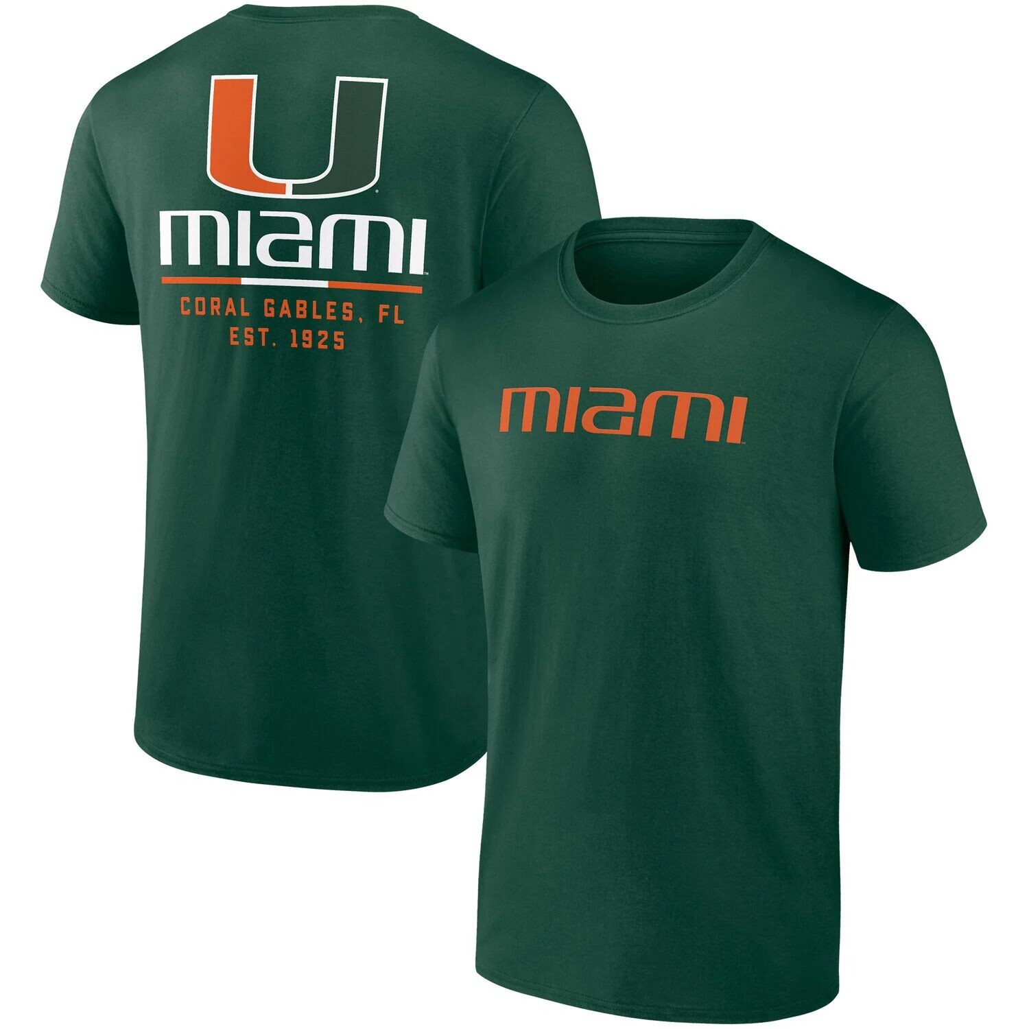 

Мужская зеленая футболка с логотипом Miami Hurricanes Game Day 2-Hit Fanatics, Зеленый