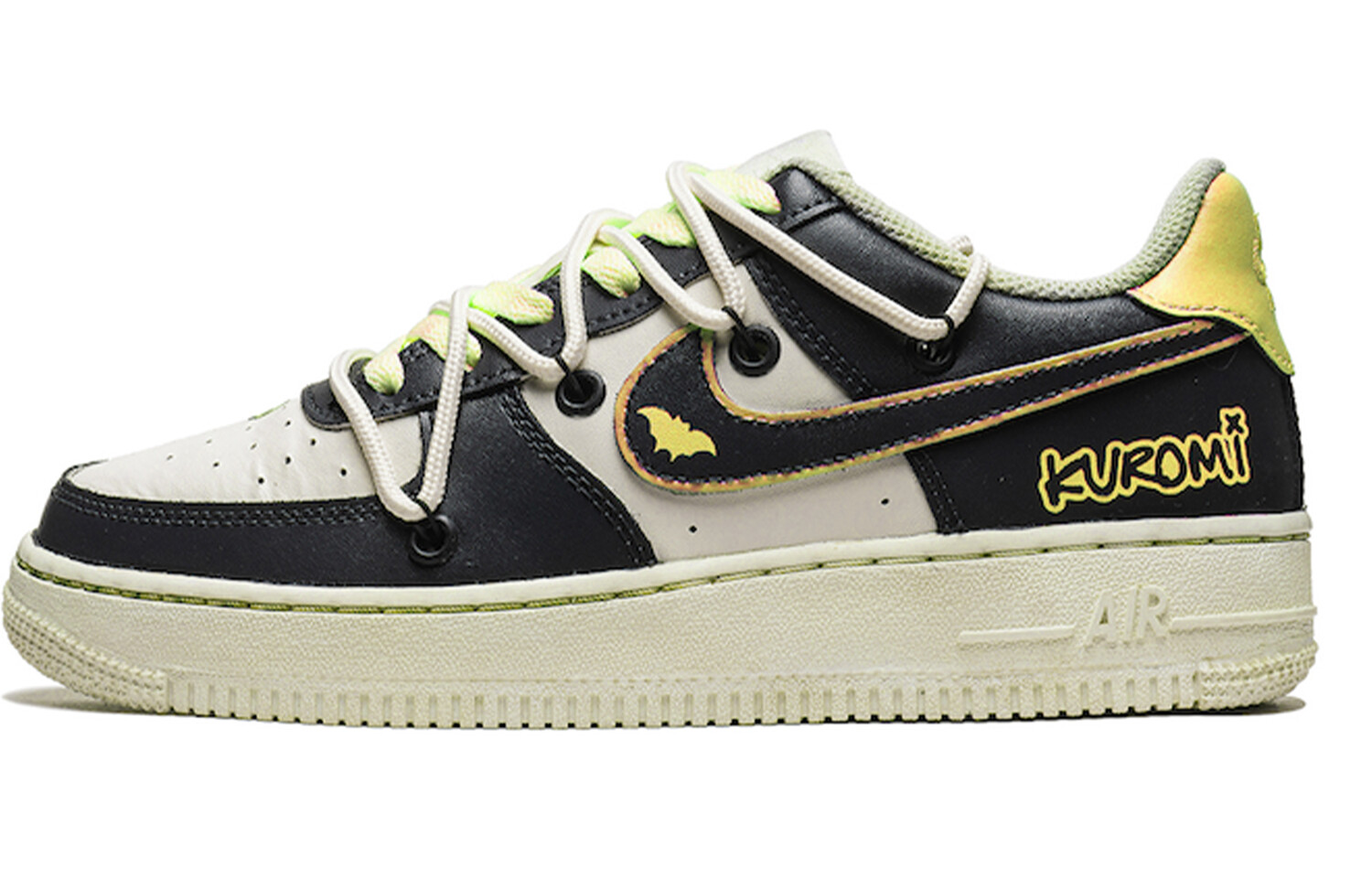 

Кроссовки Nike Air Force 1 Skateboarding Shoes Women's Low-top Beige Black Yellow, бежевый/черный/желтый