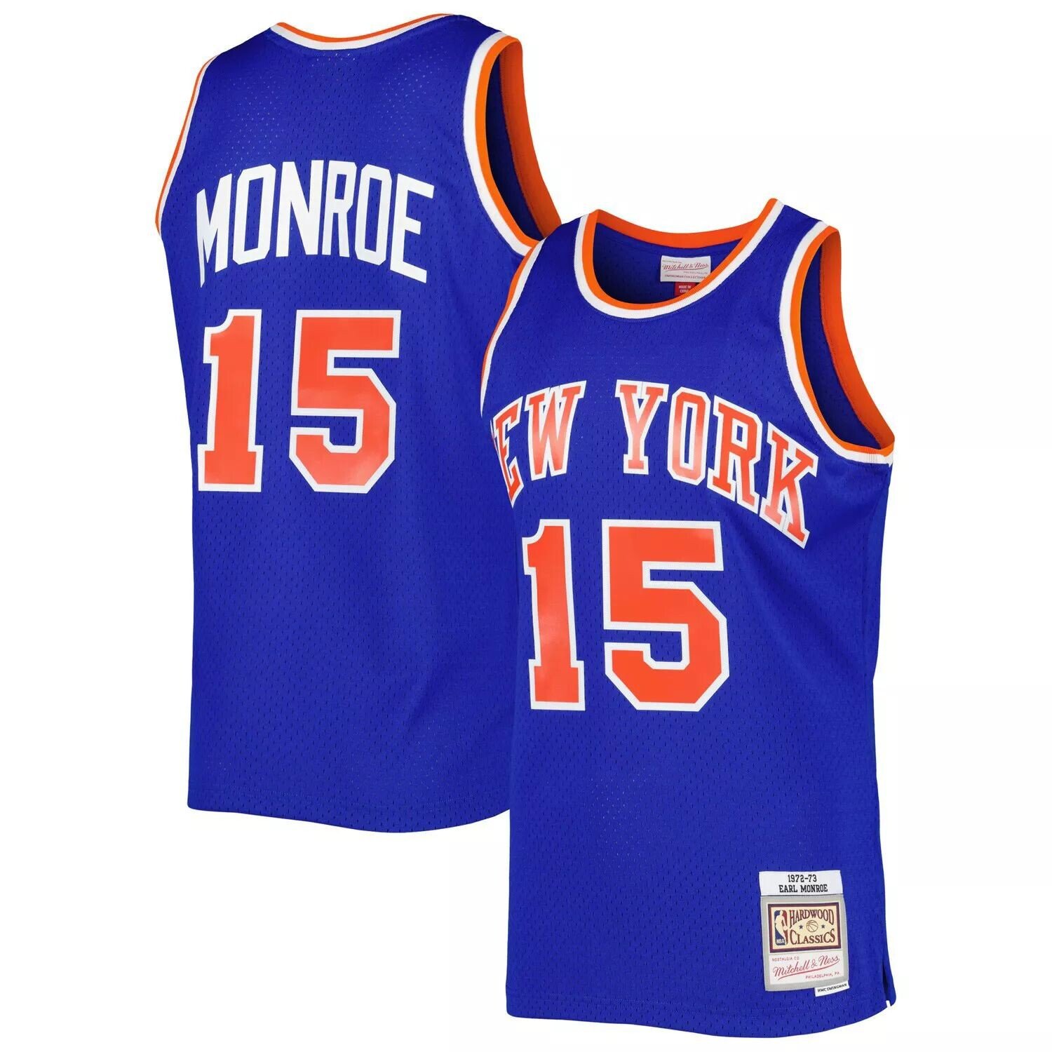 

Мужская синяя майка Mitchell & Ness Earl Monroe New York Knicks Hardwood Classics 1972-73 Swingman