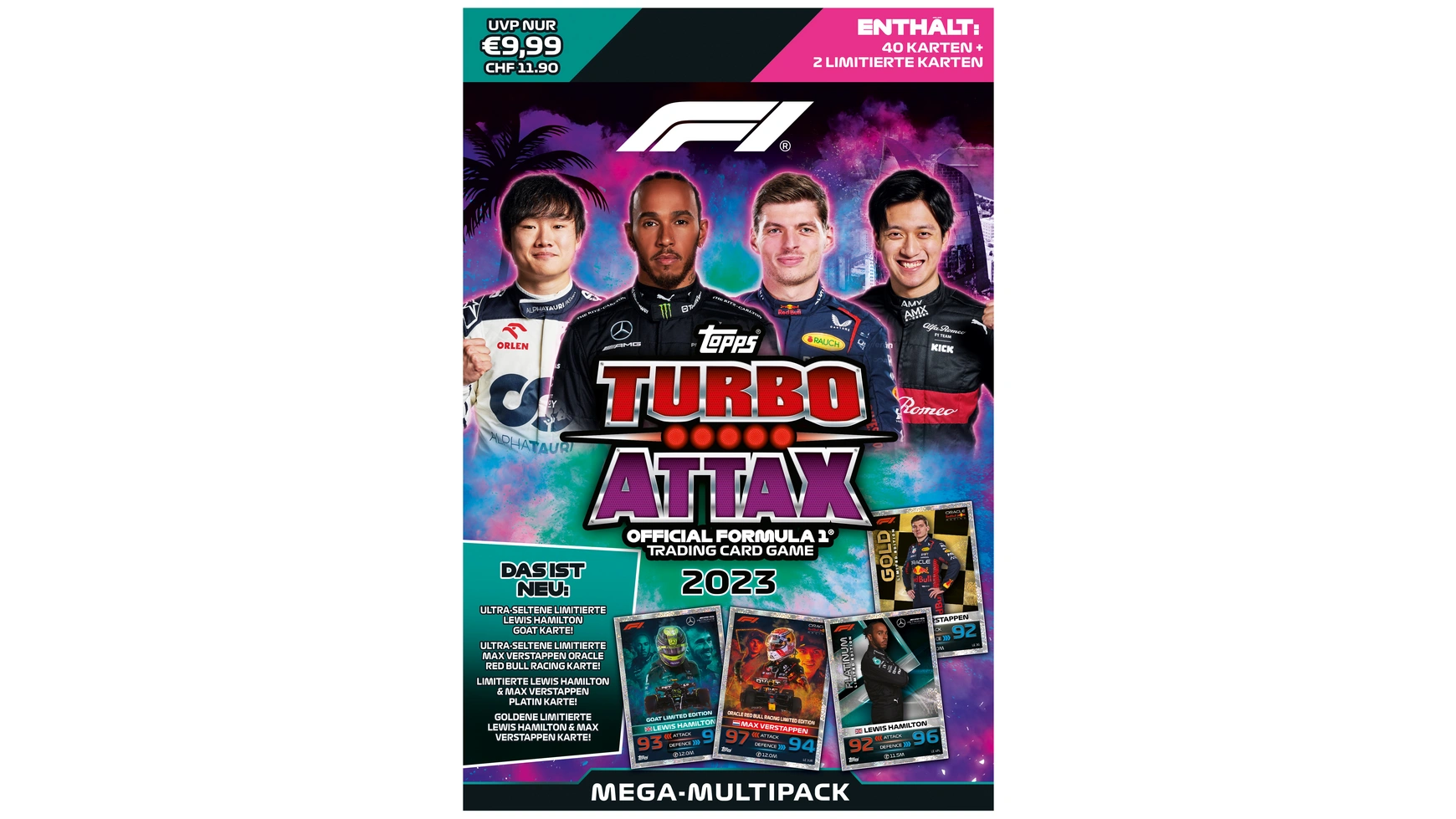 Topps Официальная коллекционная карточная игра TURBO ATTAX Formula 1 2023 Mega Multipack цена и фото