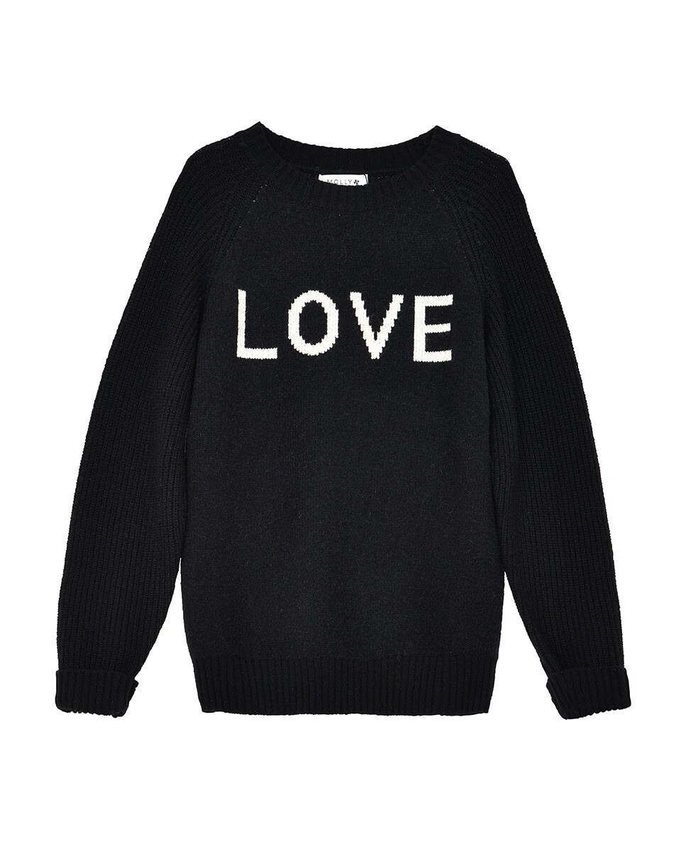 

Свитер для девочки с длинными рукавами и принтом «LOVE» Mini Molly, черный