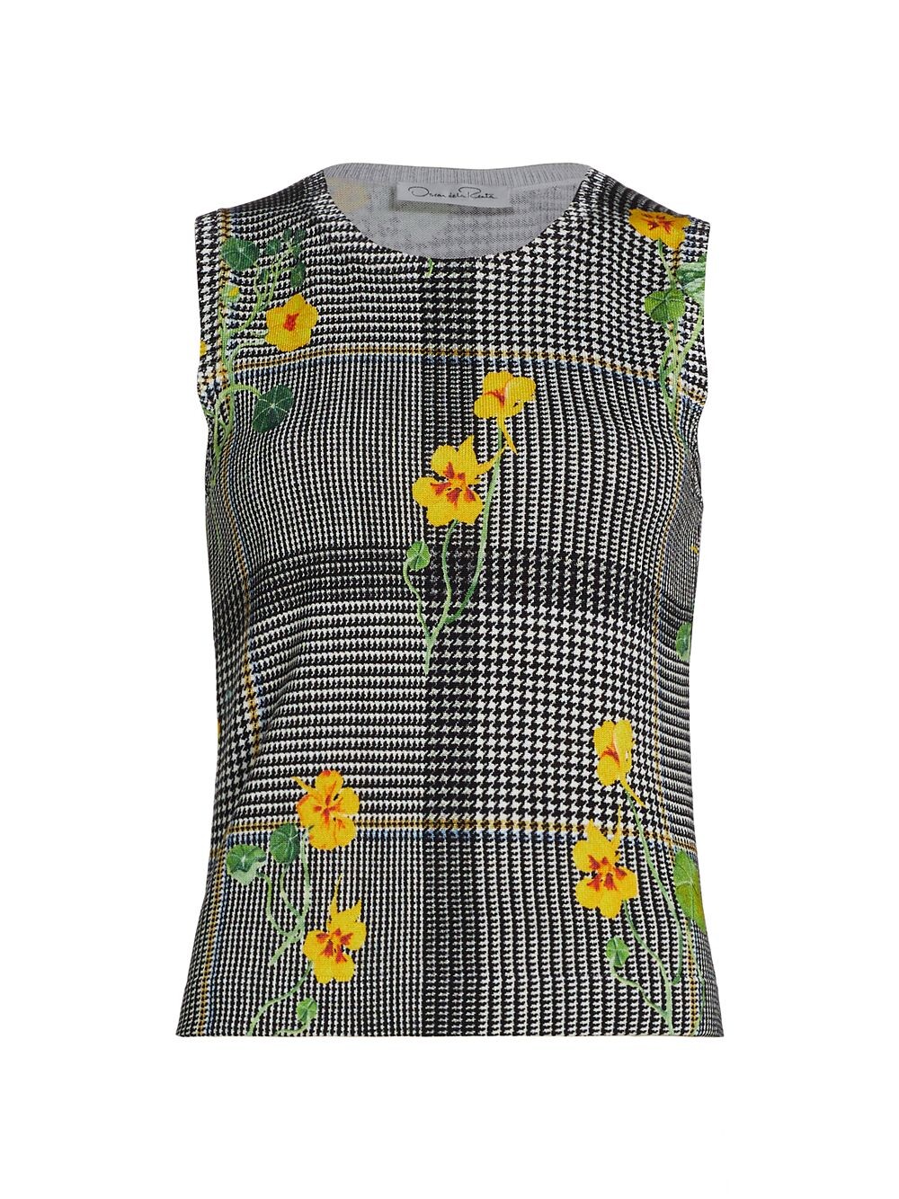 

Майка с принтом в клетку Nasturtium Oscar de la Renta, слоновая кость