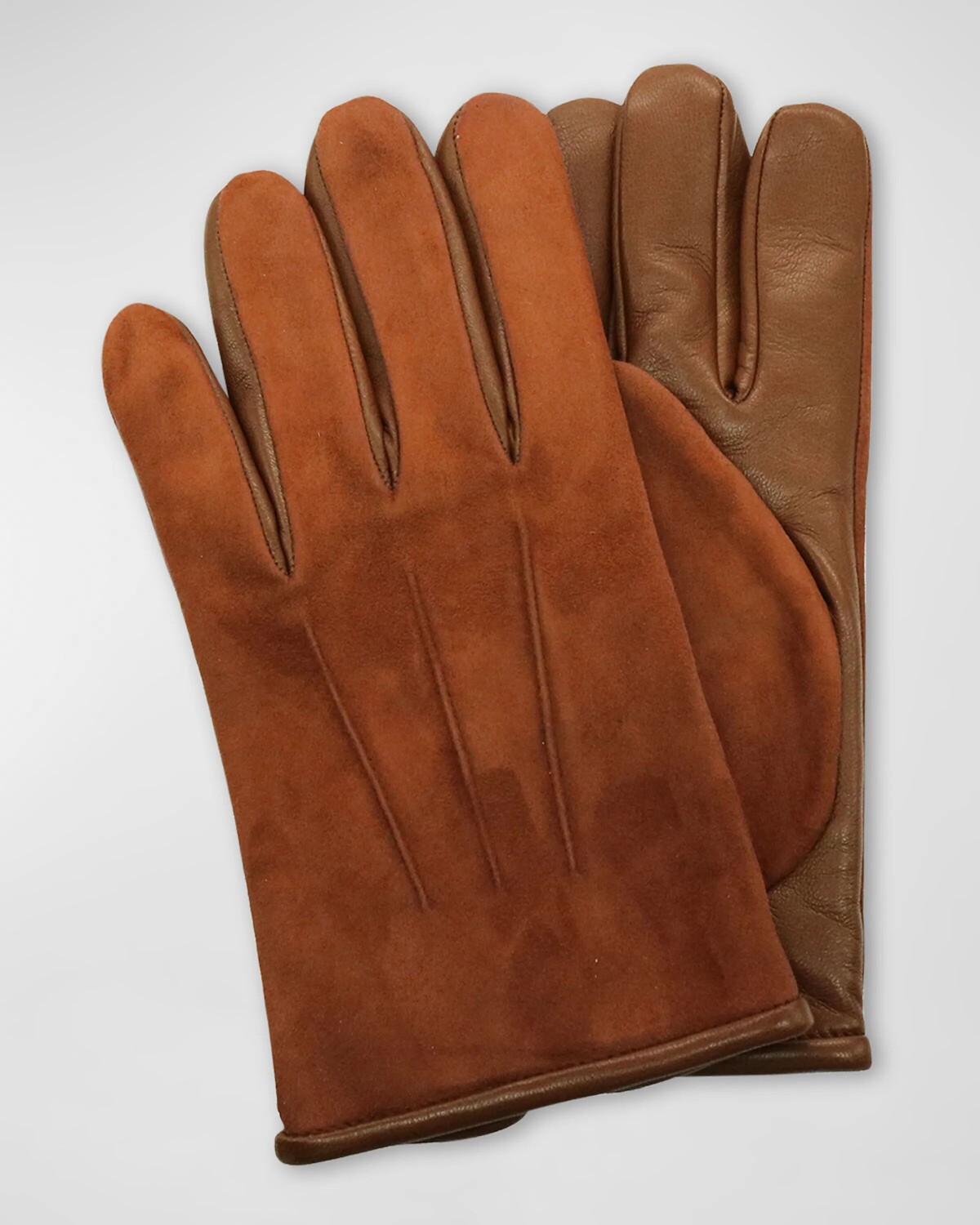 

Мужские перчатки из замши и гладкой кожи Portolano, цвет Tobacco Saddle