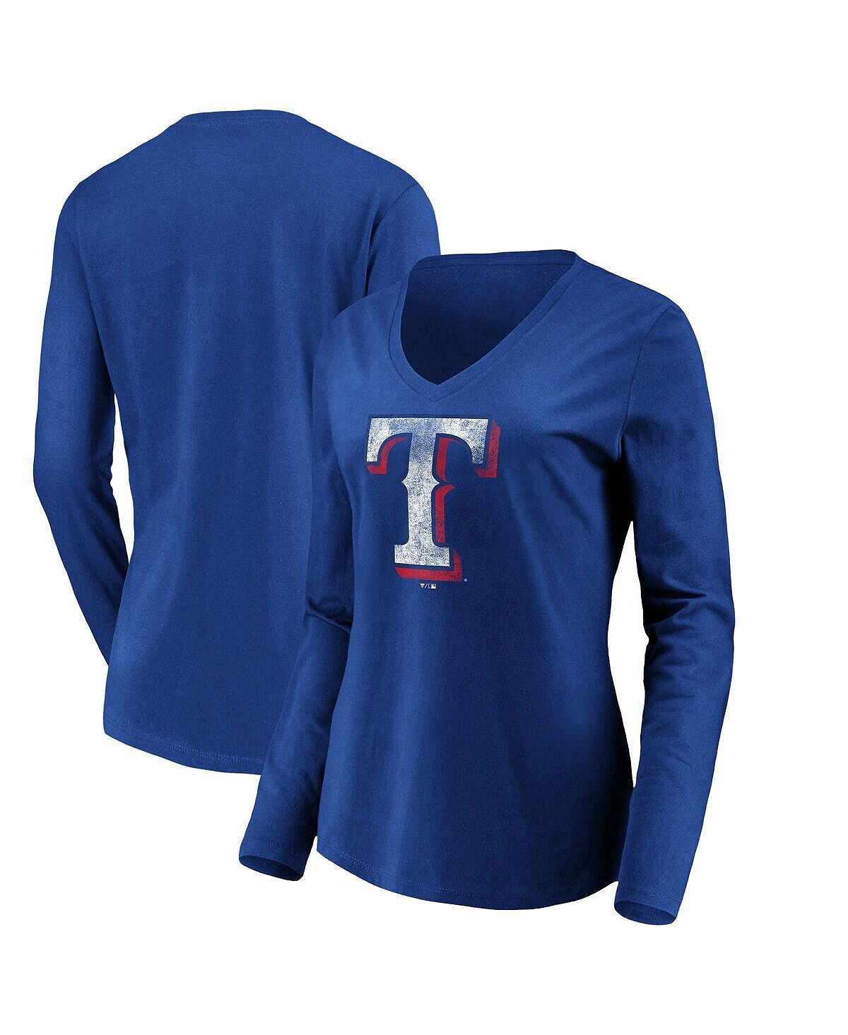 

Женская футболка Royal Texas Rangers Core Team с длинным рукавом и v-образным вырезом Fanatics