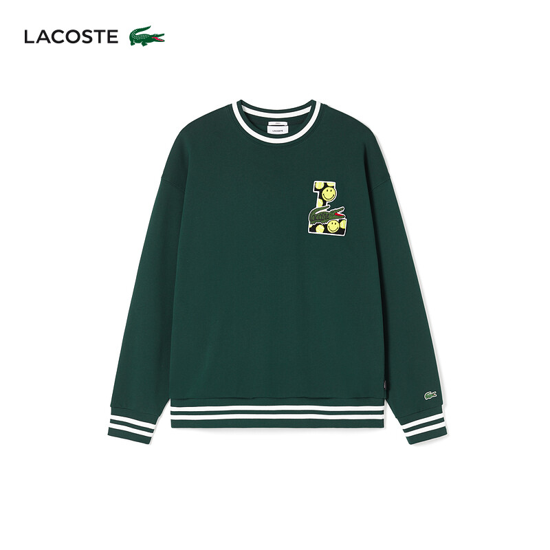 

Толстовка Lacoste×Smiley с мультяшным рисунком, темно-зеленый