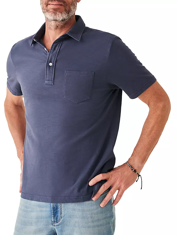 

Футболка-поло с выцветшим солнцем Faherty Brand, цвет dune navy