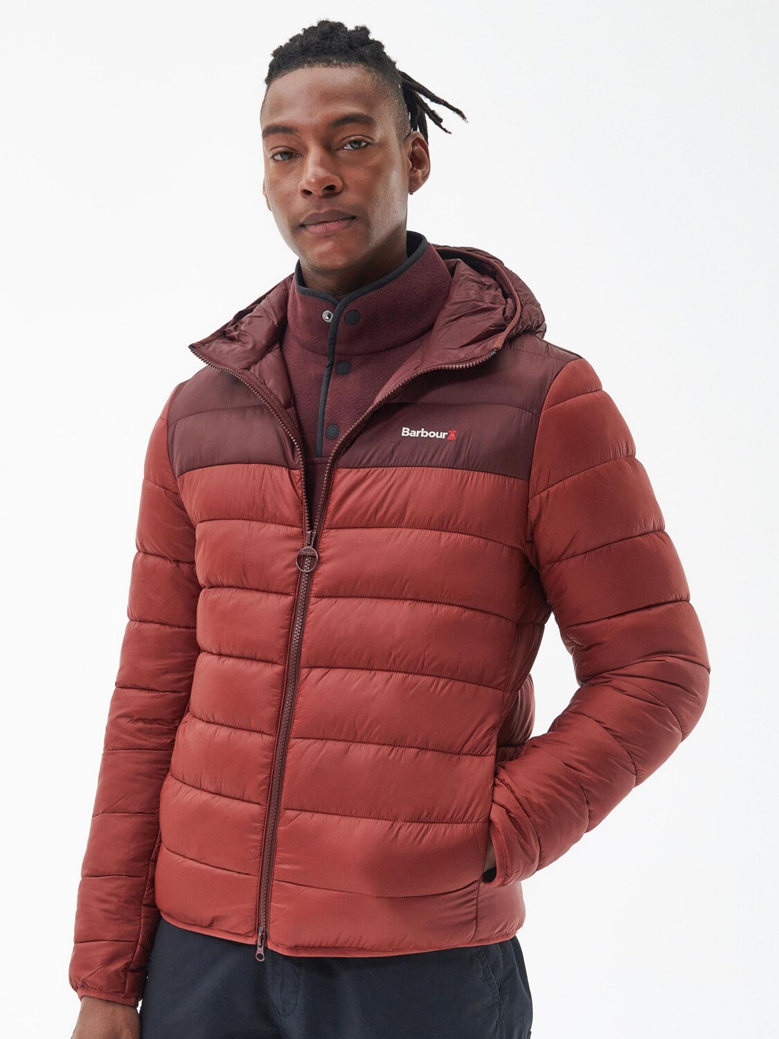 

Стеганая куртка с капюшоном Barbour Color Block, красно-коричневый, Красный