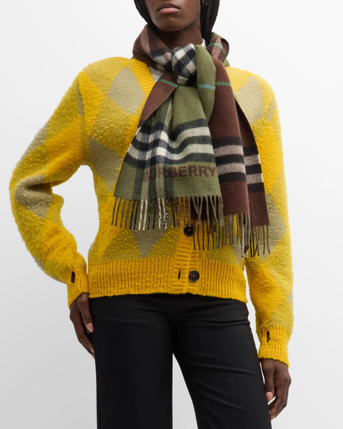

Кашемировый шарф в клетку Giant Check Burberry, цвет Brown Shrub