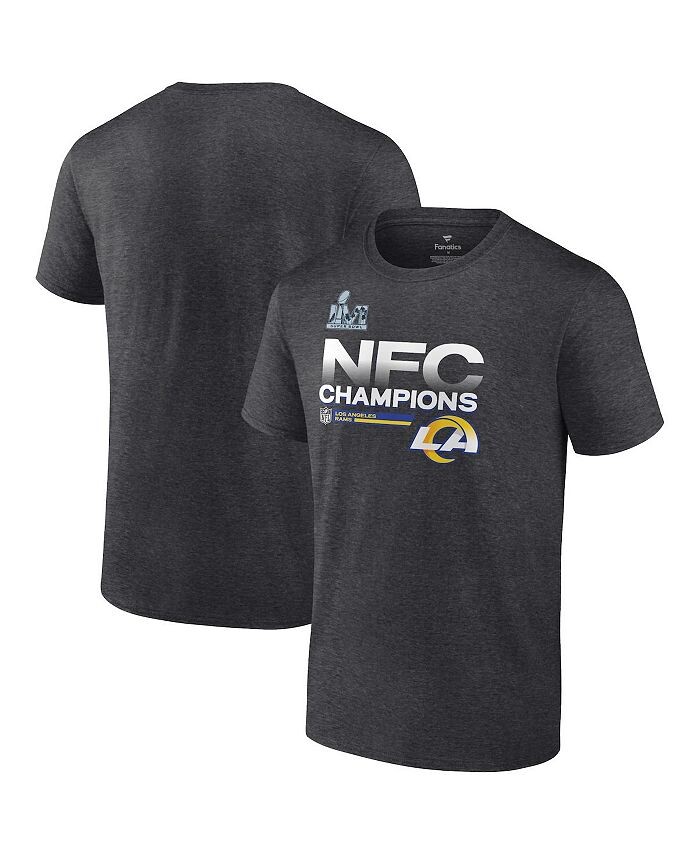 

Мужская брендовая футболка с древесно-угольным рисунком Los Angeles Rams 2021 NFC Champions Locker Room Trophy Collection Fanatics, серый