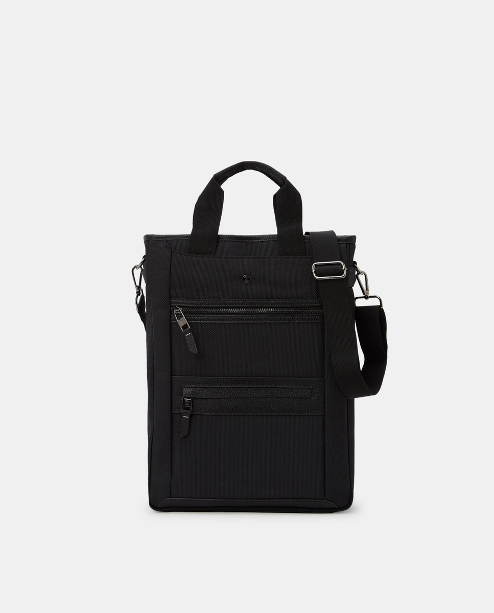 Черная сумка-шопер с внешними карманами Emidio Tucci, черный сумка с длинной ручкой h