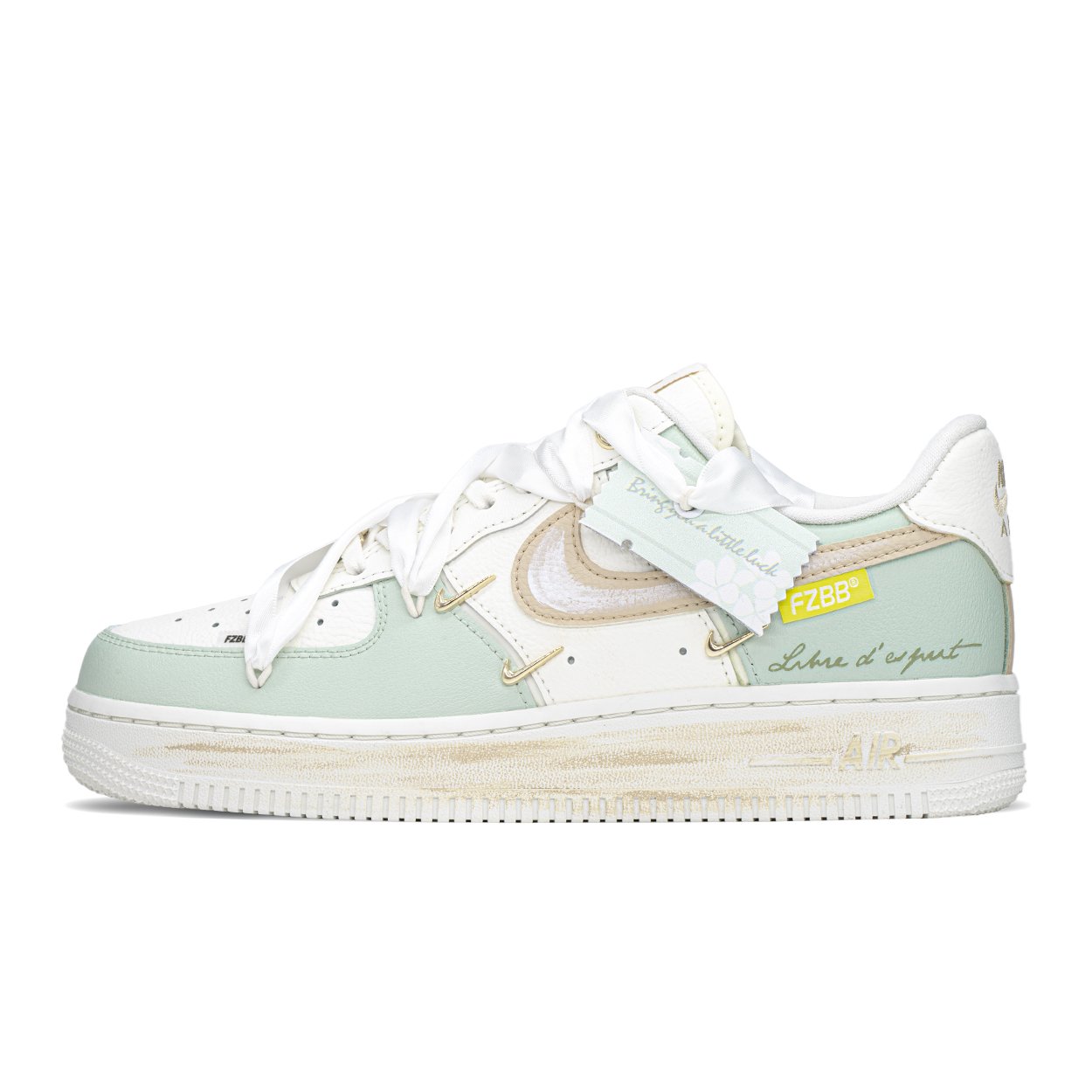 

Кроссовки Nike Air Force 1 Skateboarding Shoes Women's Low-top Yellow/green, зеленый/желтый