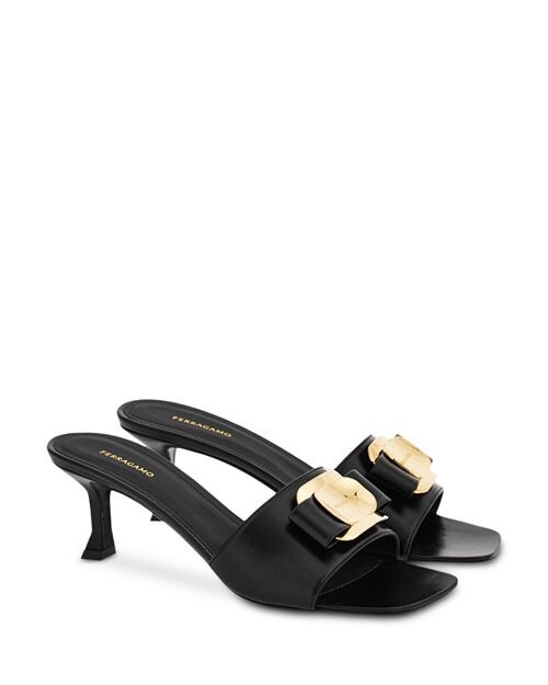 

Женские шлепанцы Zelie с бантом Ferragamo, цвет Black