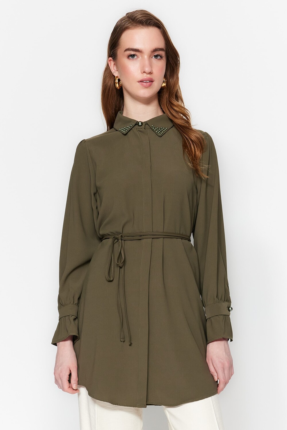 

Рубашка - Хаки - Классический крой Trendyol Modest, хаки