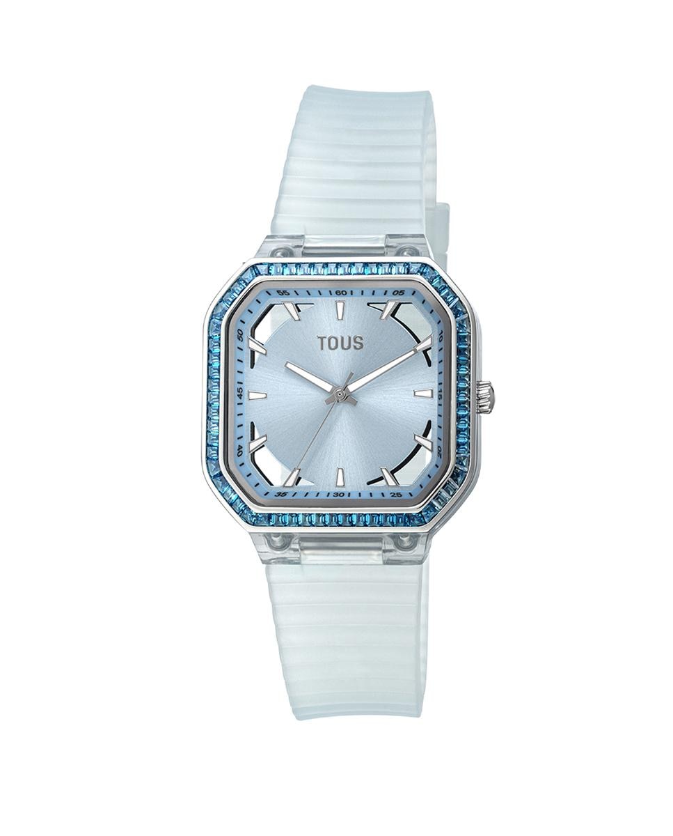 Аналоговые женские часы Gleam Fresh из голубой IP-стали с цирконами Tous, синий