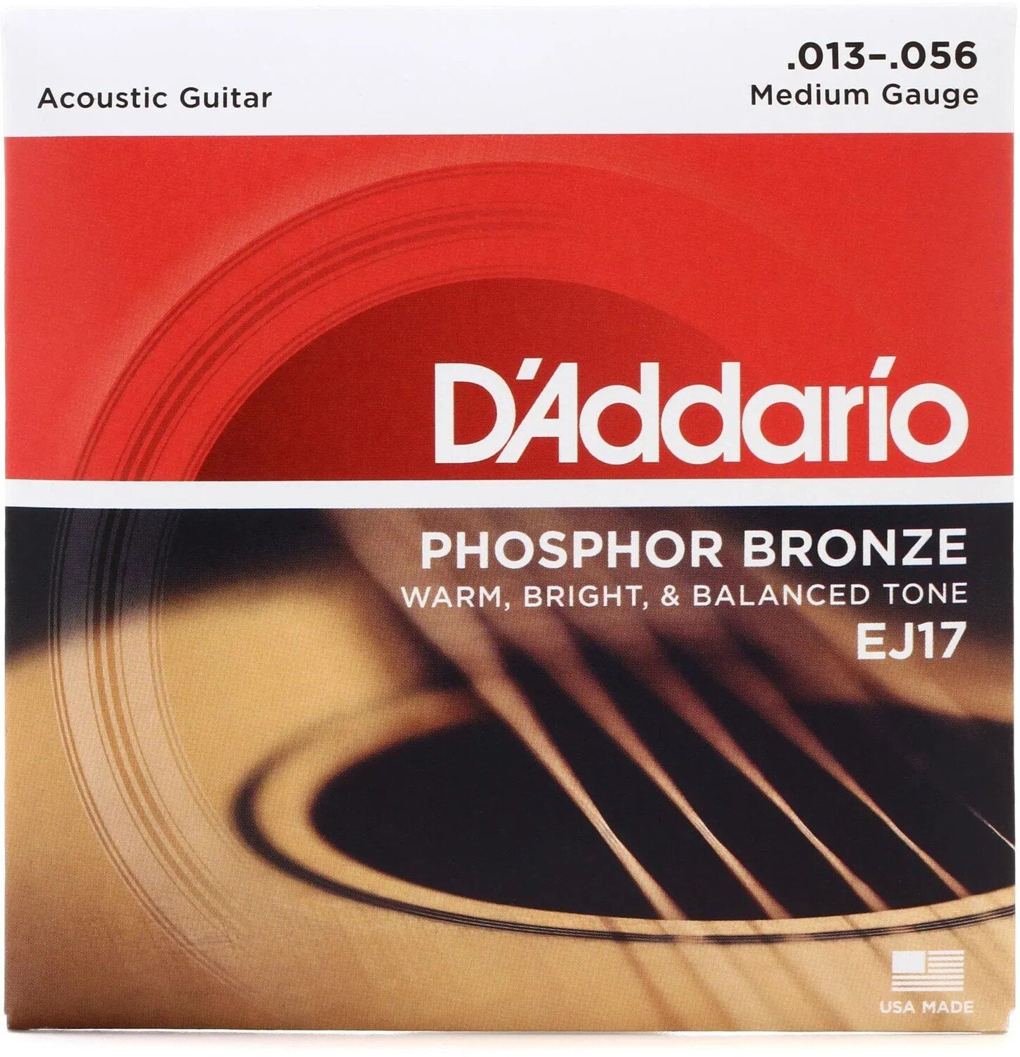 

Струны D'Addario EJ17 для акустической гитары из фосфористой бронзы — .013-.056, средние