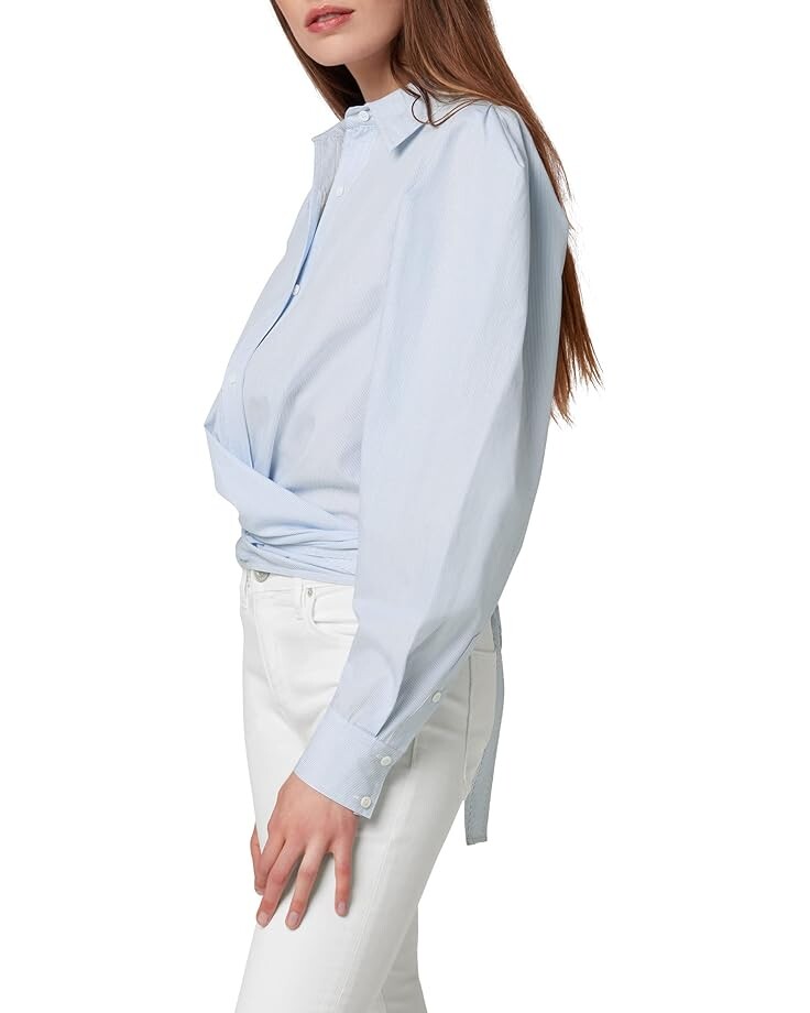 

Рубашка Hudson Jeans Wrap Poplin Button-Up Shirt, цвет Striped Bleached