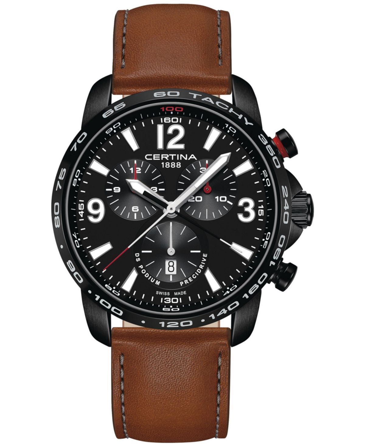 Мужские швейцарские часы с хронографом DS Podium, коричневый кожаный ремешок, 44 мм Certina certina certina ds podium chronograph 1 10 sec c0344171109700