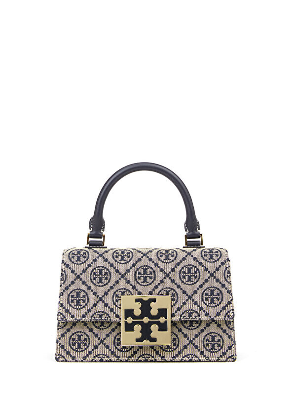 

Темно-синяя женская сумка из жаккарда с логотипом Tory Burch