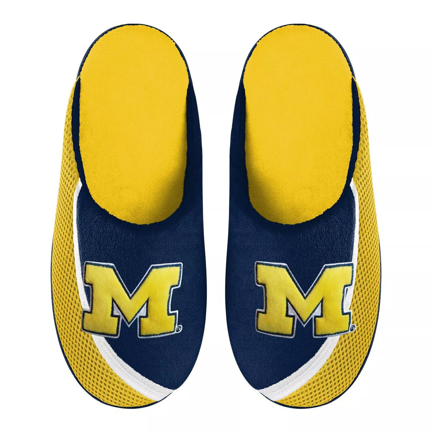 

Мужские тапочки FOCO Michigan Wolverines с цветным краем и большим логотипом