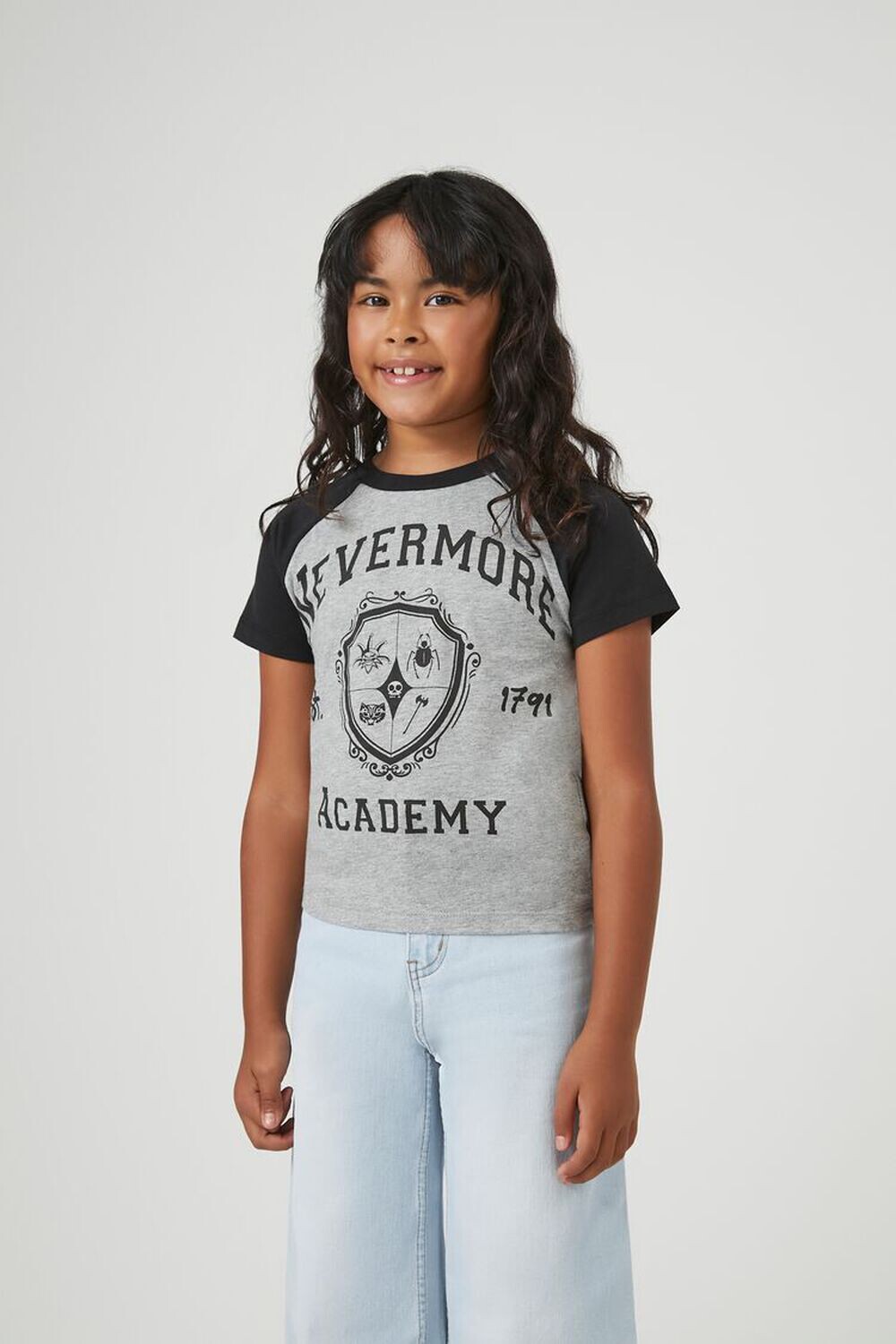 

Футболка реглан Girls Nevermore Academy Forever 21, серый